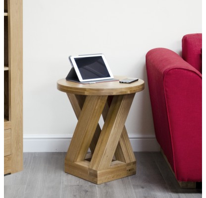 Z Oak Designer Round 4 Leg Lamp Table